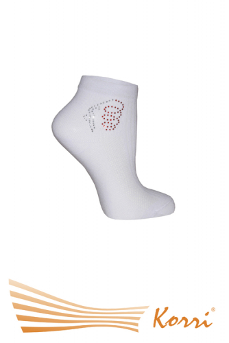СН15 Спортивные носки со СТРАЗАМИ - гимнастка, средний паголенок. Усиленные пятка и носок (упаковка 6 шт)