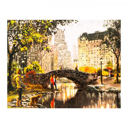 Роспись по холсту «Городской парк» по номерам с красками по3 мл+ кисти+инстр-я+крепёж, 30×40 см