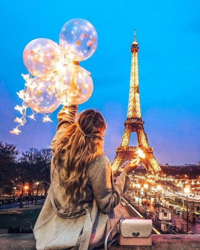 Алмазная мозаика круглыми стразами Вечерние огни Парижа