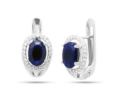 Серьги из серебра сапфир, SL-RIC7
