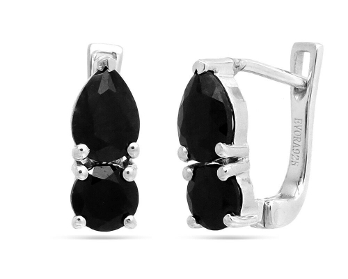 Серьги из серебра сапфир корунд, Люсен