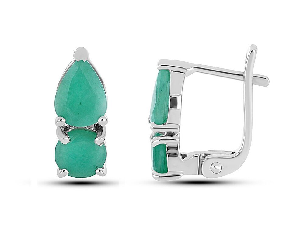 Серьги из серебра изумруд берилл, Люсен