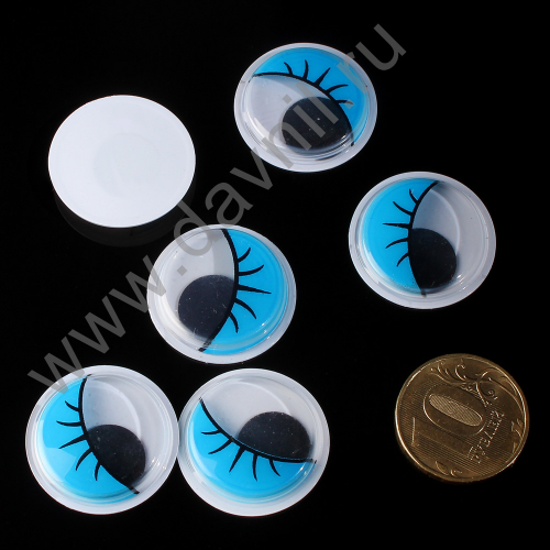 Глазки для творчества вращающиеся круглые d=25 мм 25 пар голубые