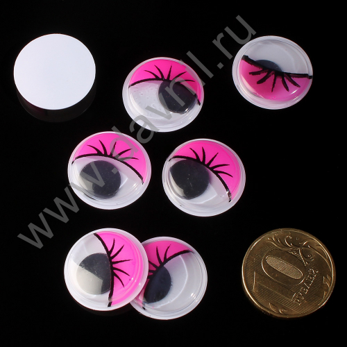 Глазки для творчества вращающиеся круглые d=20 мм  25 пар розовые