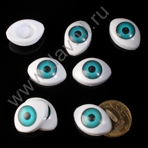 Глаза для игрушек 23*16 мм 25 пар голубые