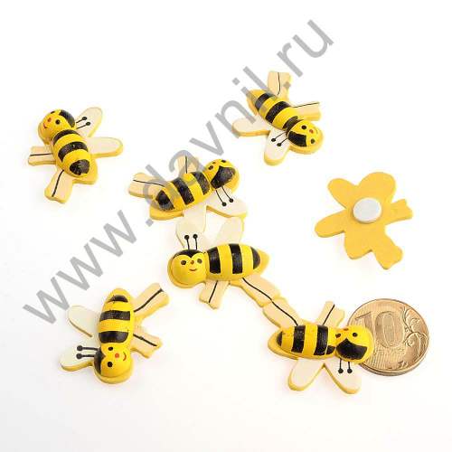 Пчелка на липучке МТ226 100 шт желтая
