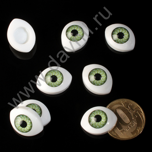 Глаза для игрушек 19*14 мм 25 пар зеленые