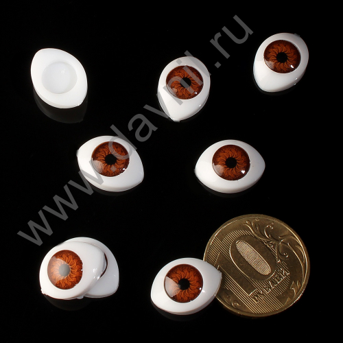 Глаза для игрушек 15*10 мм 25 пар коричневые