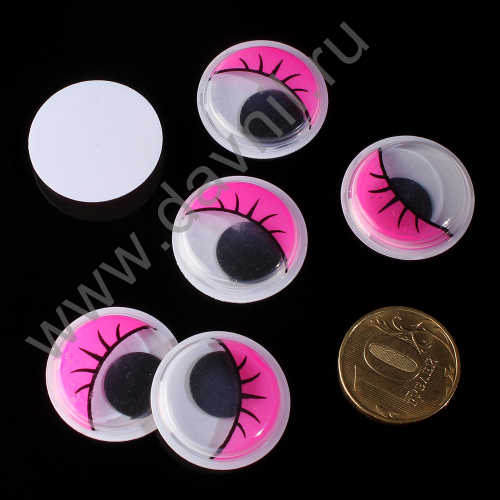 Глазки для творчества вращающиеся круглые d=25 мм 25 пар розовый