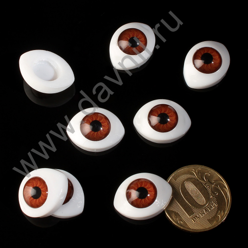 Глаза для игрушек 19*14 мм 25 пар коричневые