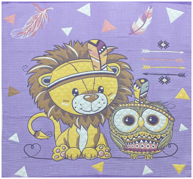 Плед вафельный ЛЕВ С СОВОЙ - фиолетовый р-р 110х110