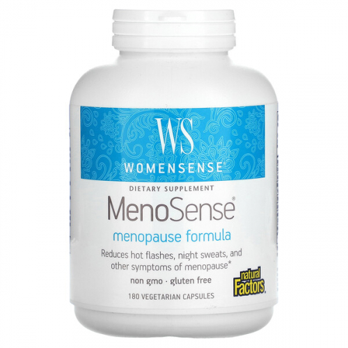 Natural Factors, WomenSense, MenoSense, формула для приема в период менопаузы, вегетарианские капсулы
