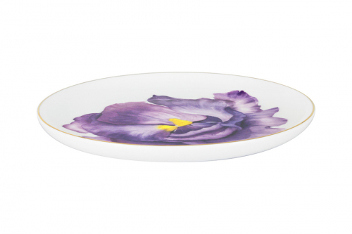 Тарелка десертная, 19 см, фарфор F, белая, с золотистым кантом, Ирис, Flowers, 59126