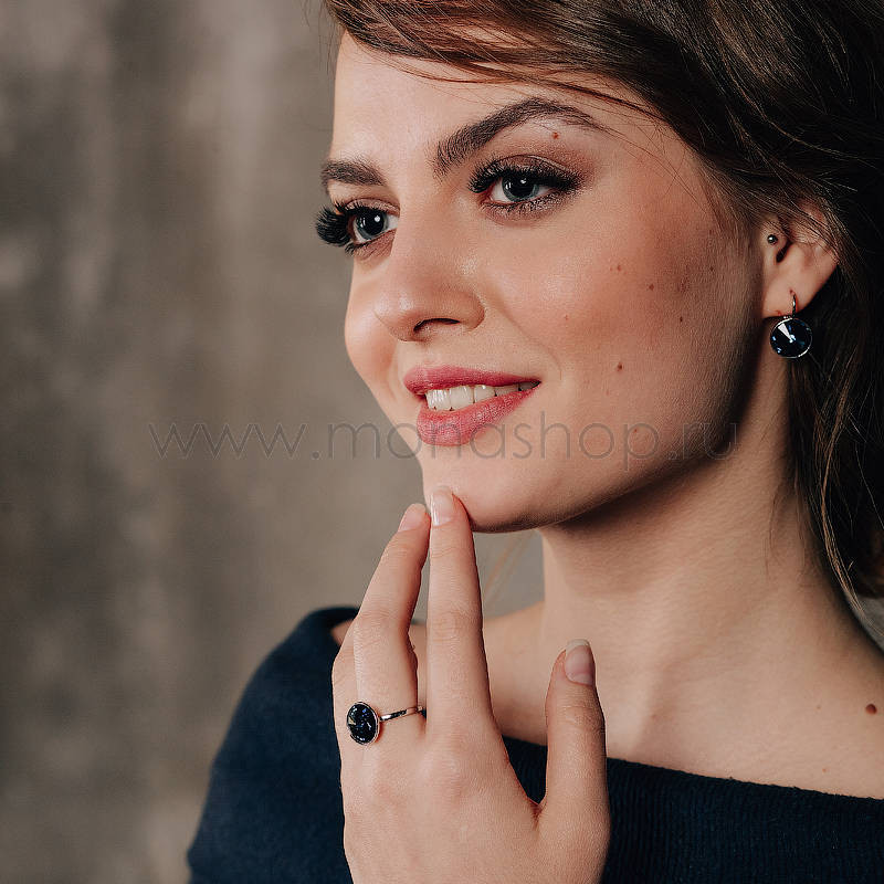 Серьги Чародейка с синими кристаллами Swarovski