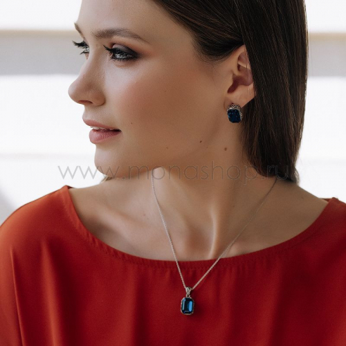 Серьги Магия камня с синими кристаллами Сваровски