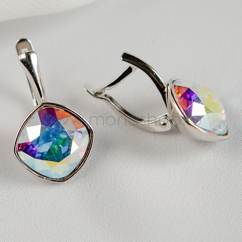 Серьги Чаровница с кристаллами-хамелеонами Swarovski