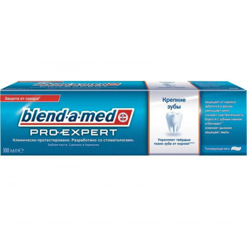 Зубная паста Blend-a-med Pro-Expert Крепкие Зубы для глубокого очищения, укрепления эмали и защиты от налета, тонизирующая мята, 100 мл