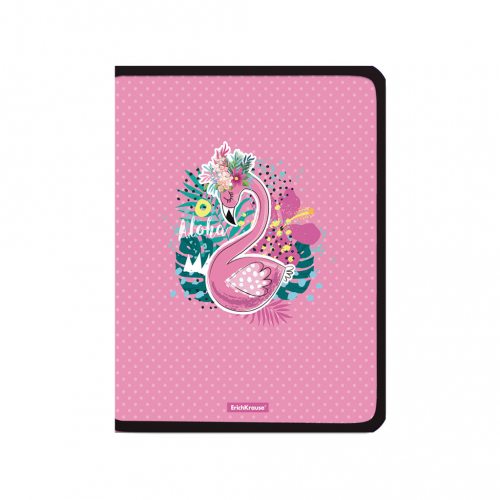 195р. 250р.Папка для тетрадей на молнии пластиковая ErichKrause® Rose Flamingo, А4+ (в пакете по 4 шт.)