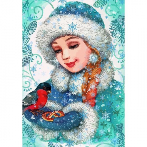 Алмазная мозаика Картина «Снегурочка» 29.5×20.5 см, 30 цветов