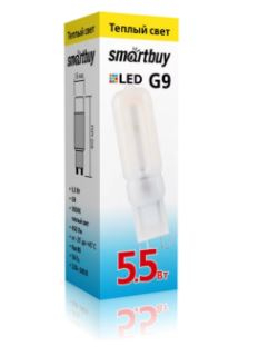Лампа светодиодная SmartBuy G9 5,5Вт/3000К (капсульная, теплый)