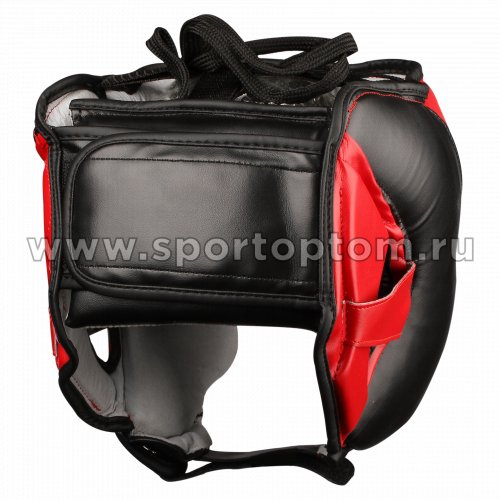 Шлем боксерский тренировочный INDIGO PU 250046 M Черно-красный