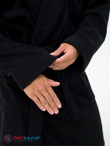 МЗ-05 (100) Мужской махровый халат с капюшоном черный