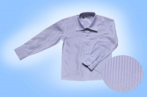 Рубашка для мальчика 920-150 светло-сиреневая с люрексом в полоску