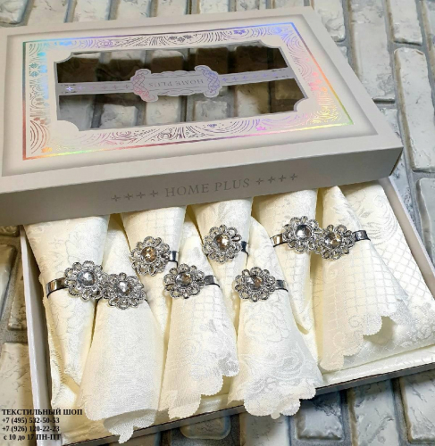 Жаккардовая скатерть 150/220 с салфетками АРТ1311-16 кремовая ...