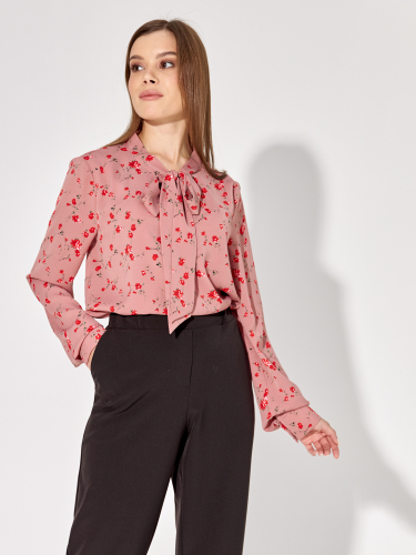Блуза (Б254/розовый/цветы)