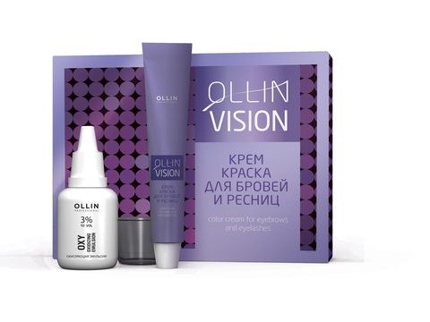 OLLIN VISION SET brown (коричневый) Крем-краска для бровей и ресниц 20мл (в наборе)