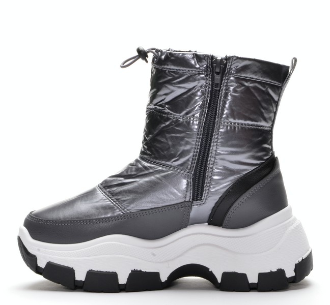 Jia Jia 101-3 Полусапожки женские серебр нейлон иск кожа, иск мех