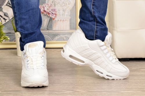 Sport + NK S755-2 Кроссовки бел нат (прессов) кожа, комби мех (нат+иск)