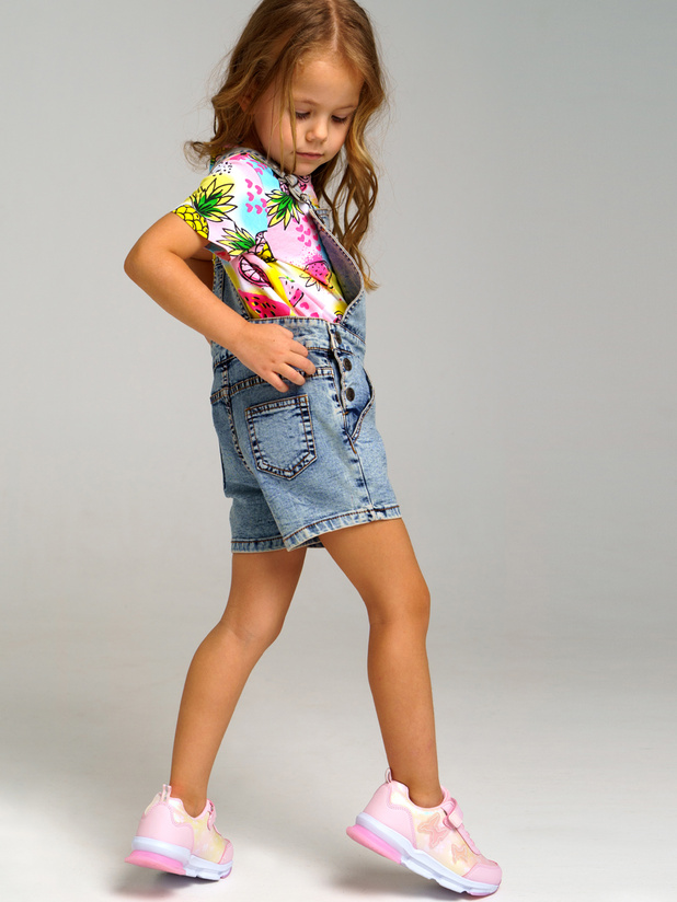 Полукомбинезон текстильный джинсовый для девочек