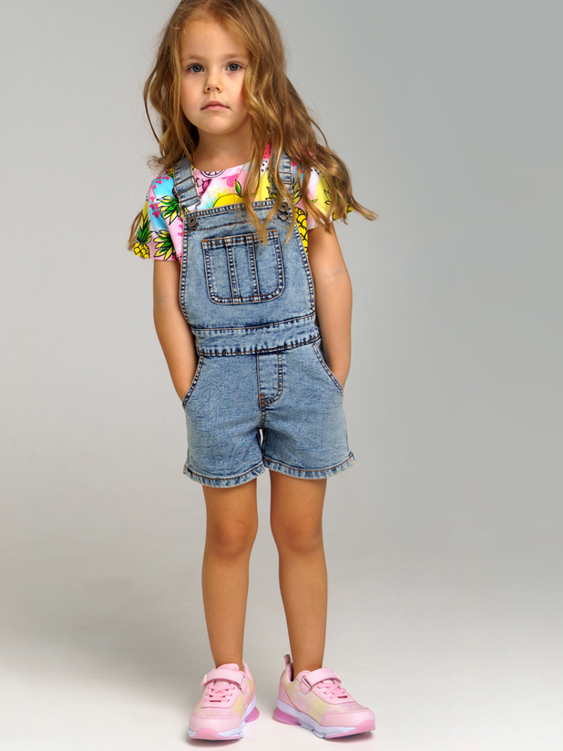 Полукомбинезон текстильный джинсовый для девочек