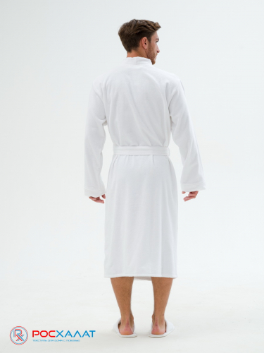  МЗ-09 (1)Белый махровый халат с планкой унисекс