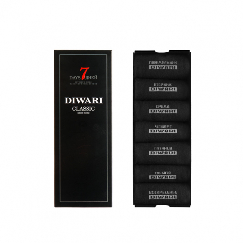 Носки мужские DiWaRi CLASSIC 7 дней 5С-08СП (7 пар), р.25, 100 черный