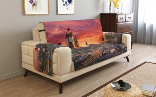 Дивандек на 2х местный диван с подлокотниками, 135*165 см. + 30 см. клапан арт. ДДСМ089-16152-СД.М0006