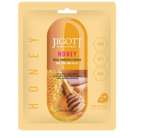 Тканевая маска для лица с мёдом JIGOTT HONEY REAL AMPOULE MASK 1шт
