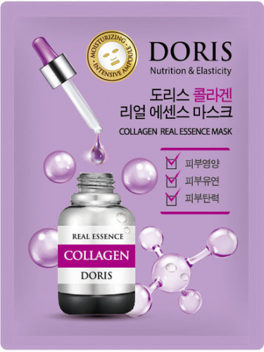 Тканевая маска для лица с коллагеном DORIS COLLAGEN REAL ESSENCE MASK 1шт