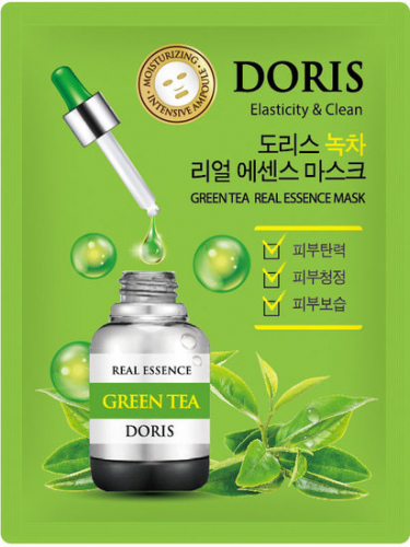 Тканевая маска для лица с экстрактом зеленого чая DORIS GREEN TEA REAL ESSENCE MASK 1шт