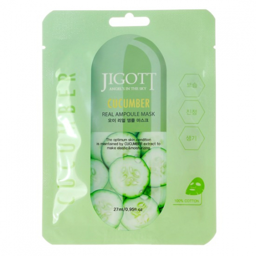 АМПУЛЬНАЯ МАСКА С ЭКСТРАКТОМ ОГУРЦАJIGOTT CUCUMBER REAL AMPOULE MASK 1шт