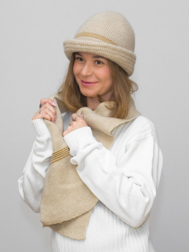 Комплект зимний женский шляпа+шарф Michel (Цвет светло-бежевый), размер 56-58, шерсть 70%