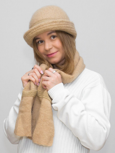 Комплект зимний женский шляпа+шарф Michel (Цвет бежевый), размер 56-58, шерсть 70%