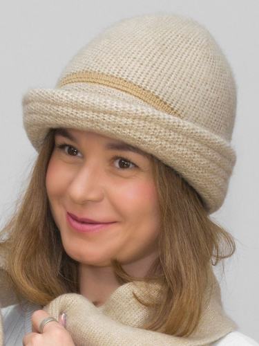 Комплект зимний женский шляпа+шарф Michel (Цвет светло-бежевый), размер 56-58, шерсть 70%