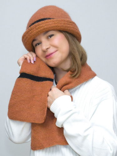 Комплект зимний женский шляпа+шарф Michel (Цвет терракот), размер 56-58, шерсть 70%