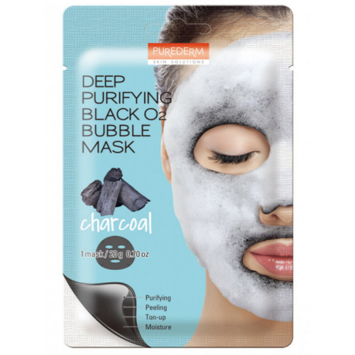 Кислородная маска для лица с углем Deep Purifying Black O2 Bubble Mask Charcoal