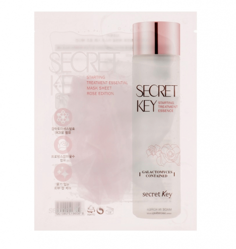 Тканевая маска антивозрастная Secret Key с розовой водой - Starting Treatment Essential Mask Sheet Rose Edition