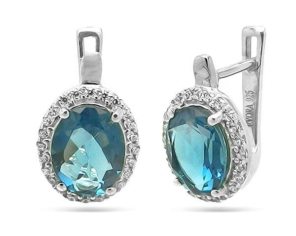 Серьги из серебра лондон топаз кварц, Джайв