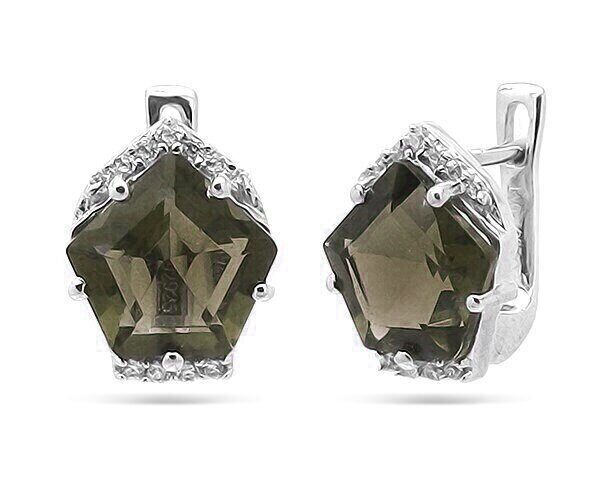 Серьги из серебра раухтопаз, Диамонд