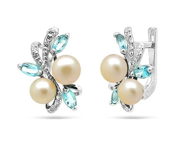 Серьги из серебра жемчуг, С1336рг